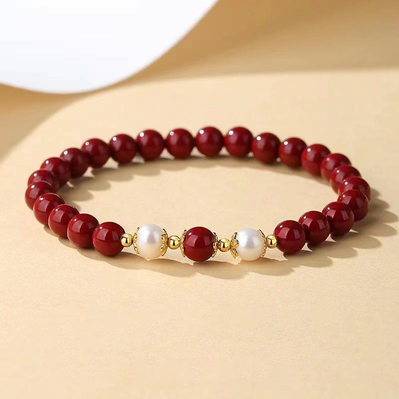 Cinnabar-colored Attracting Wealth Good Fortune, Unisex Charm Bead Bracelet For The Zodiac Year, Offering Peace And_voghion.com