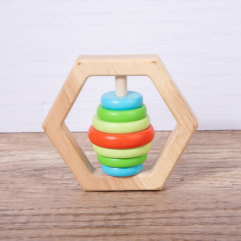 Bebé de madera sonajero juguete bebé de un mes de edad bebé calmante pequeño sonajero molar mordedura agarre regalo de entrenamiento