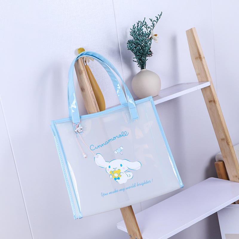 现货玉桂狗卡通透明pvc手提袋毕业礼袋礼物袋果冻沙滩包不含挂件