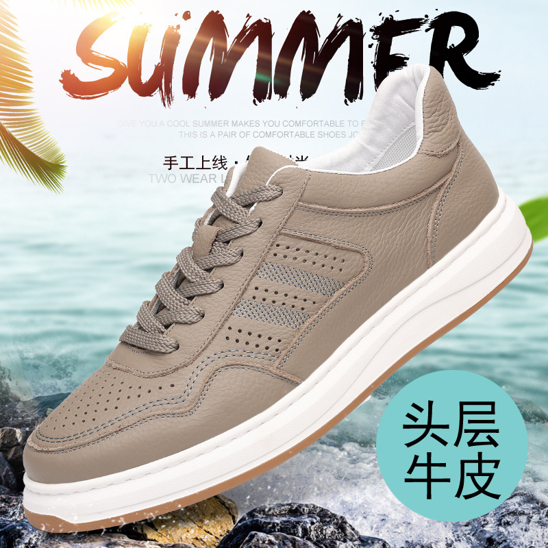 Piel de vaca de primera capa 2025 verano nuevo estilo sandalias para hombre cuero cuero casual para hombre zapatos de hombre huecos perforados y transpirables