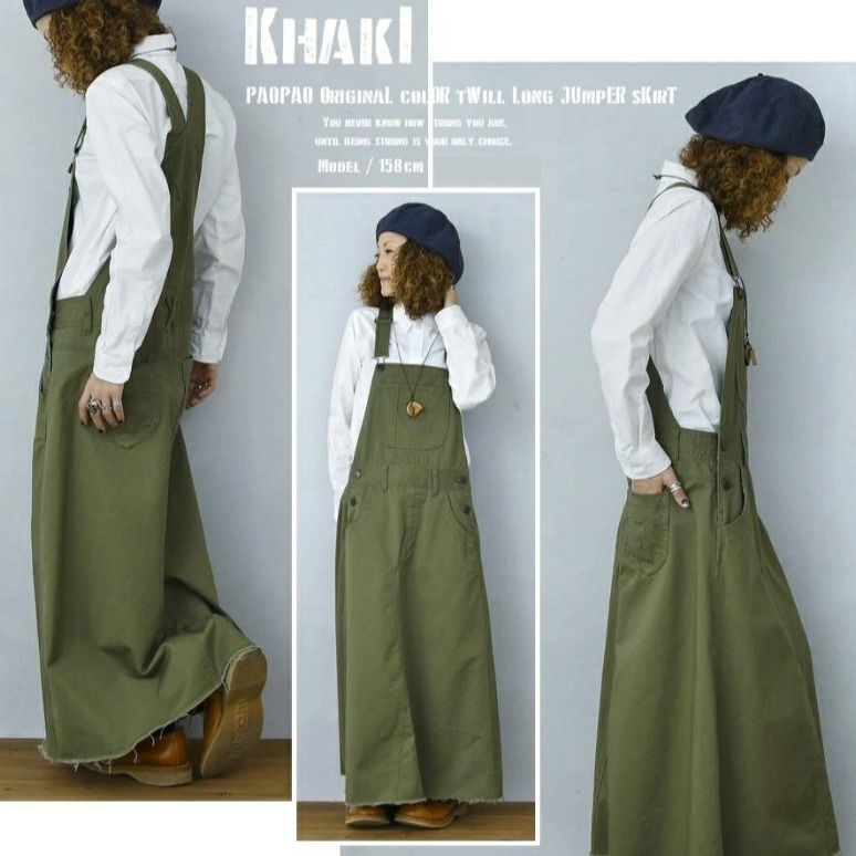 Vestido de correa de estilo coreano 2024 nuevo vestido largo de mujer verde militar tendencia bolsillo gran swing falda moda todo fósforo