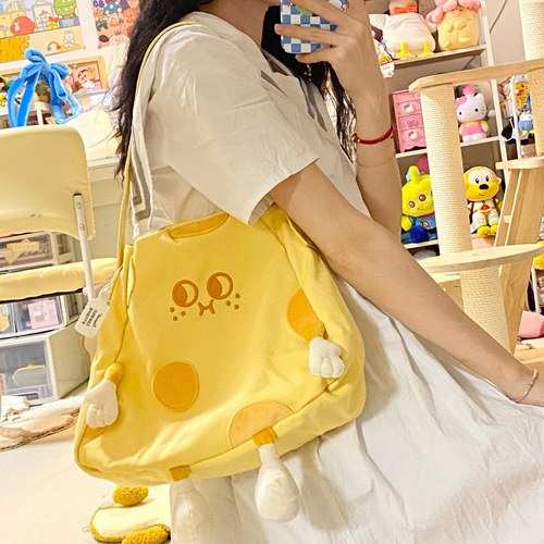 Xiaohongshu cheese cheese villain cross-body bag for women spring and summer high-end texture canvas bag handbag gift bag for girlfriend