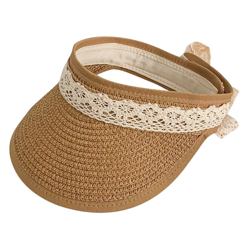 Sombrero de paja de encaje superior vacío niños coreano verano protección solar bebé sin tapa sombrero fresco viaje protección solar bebé sol sombrero femenino