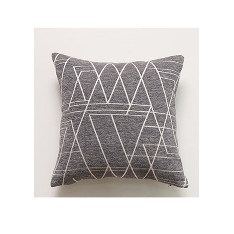 Chenille sofá cojín almohada simple línea geométrica modelo sala de estar respaldo cintura almohada en stock