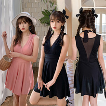 百雅连体泳衣女带钢托遮肚显瘦裙式性感泳装聚拢温泉游泳衣批发