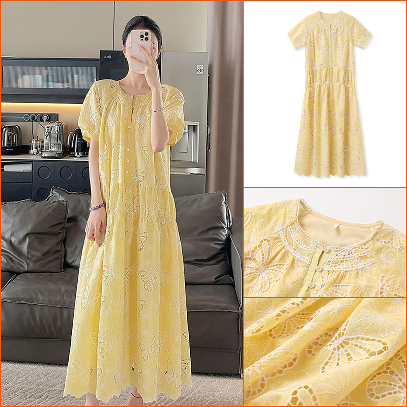 Beautiful and Elegant Butterfly Embroidery Long Dress, New Summer Style, Loose Fit, Heavy Craftsmanship, Sweet Dress Zx Model N4071