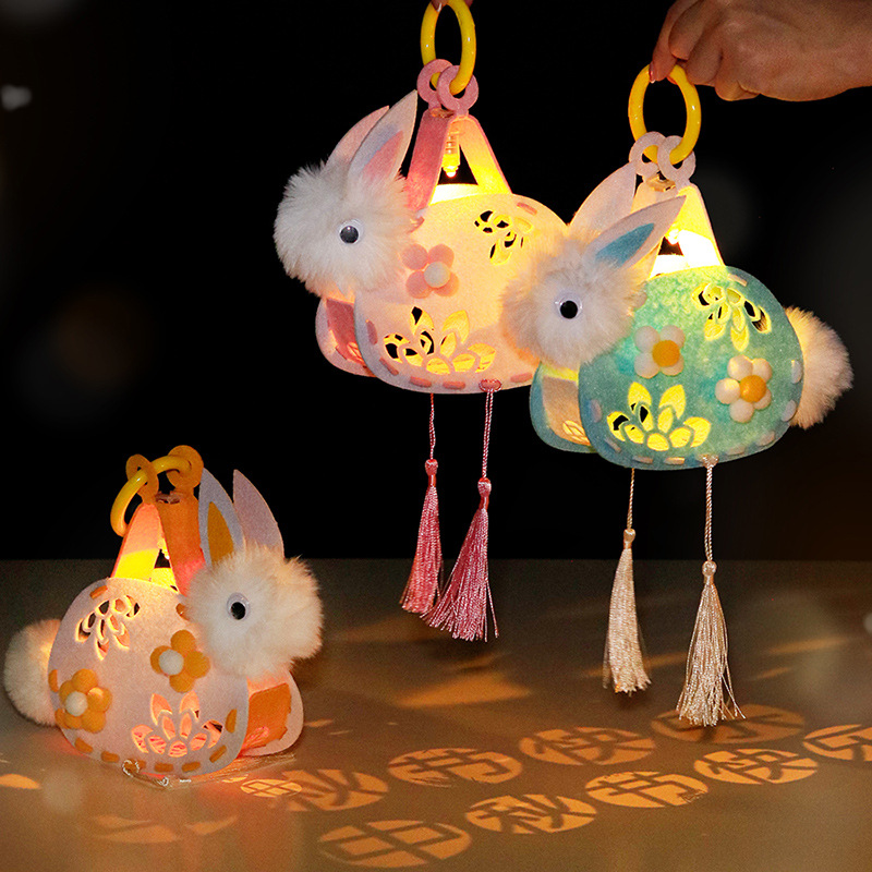 Handheld rabbit, flashlight for kindergarten, materials set, DIY, handicrafts