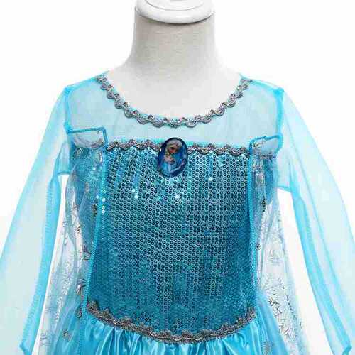  Ice and Snow Queen Elsa Princess Dress, Queen Elsa Children's Formal Dress, Girls' Dress with Net Fabric