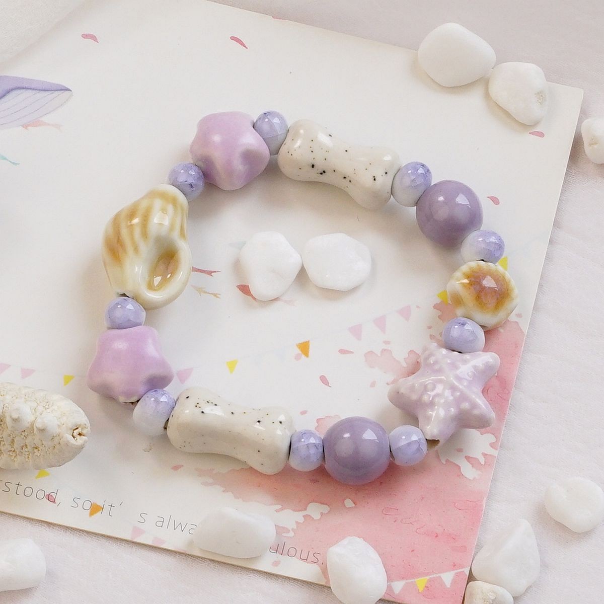 Jingdezhen pulsera de cerámica de verano mujer alta sensación galletas serie de gatos nicho diseño universal pulsera alta sensación