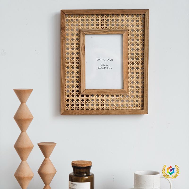 ⇞ Japanese-Style Solid Wood Rattan Woven Photo Frame 7inch Rectangular Wall-Mounted Picture Frame Ins Photography Shooting Decoration Prop Photo Frame Now Available ⇞ Japanese-Style Solid Wood Rattan Woven Photo Frame 7inch Rectangular Wall-Mounted Picture Frame Ins Photography Shooting Decoration Prop Photo Frame Now Available