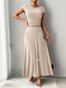 Women's Short Sleeve 2 Piece Skirt Sets Women 2Pcs Outfits