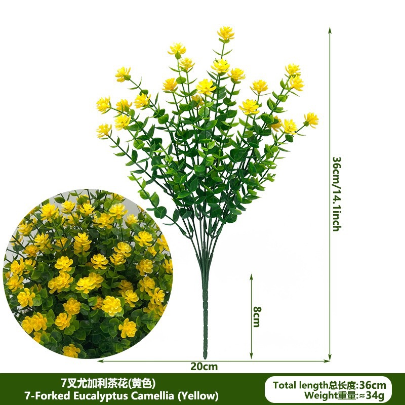 Fábrica spot lote de camellia transfronteriza 7 ramas de rosa simulación de flores de plástico decoración del hogar verde