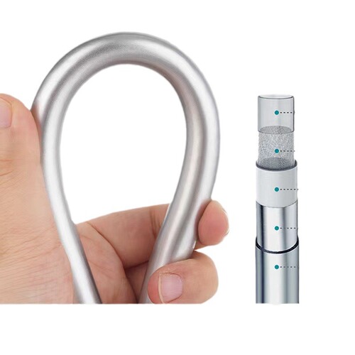 Universal shiny silver PVC thickened shower hose with explosion-proof and anti-tangle features, five-layer bathroom hot water hose