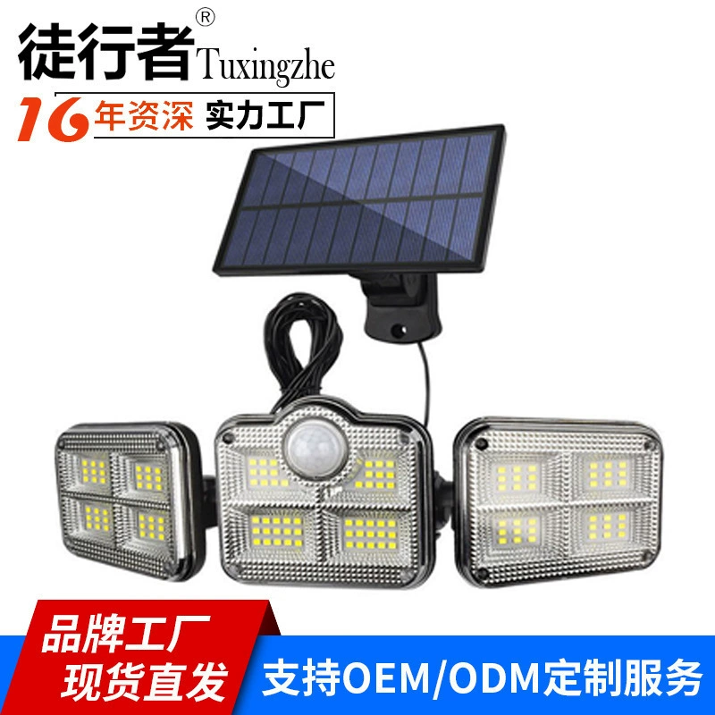 Новый три солнечной индукции настенный светильник Человеческого Тела Индукции открытый сад лампа открытый водонепроницаемый уличный фонарь