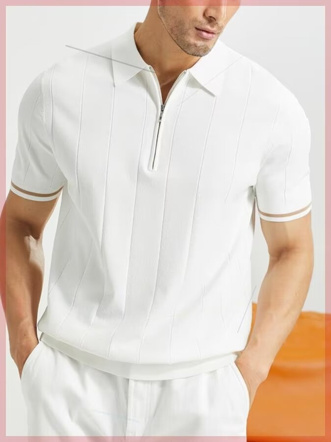 Nuevos productos de ropa de hombre de verano nuevo seda de hielo transpirable antiarrugas hombre ligero maduro negocio casual cuello de manga corta camiseta polo camisa