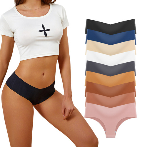 Ice Silk Invisible Underwear Women's Low-Rise Breathable Training Set Cotton Thong