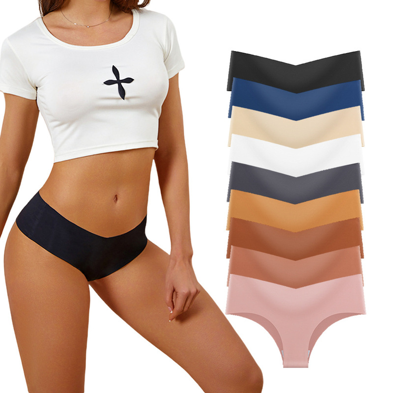 Ice Silk Seamless Underwear for Women, Low-Waist Breathable Underwear, Sports Fitness Yoga Invisible Quick-Drying Briefs Cross-Border