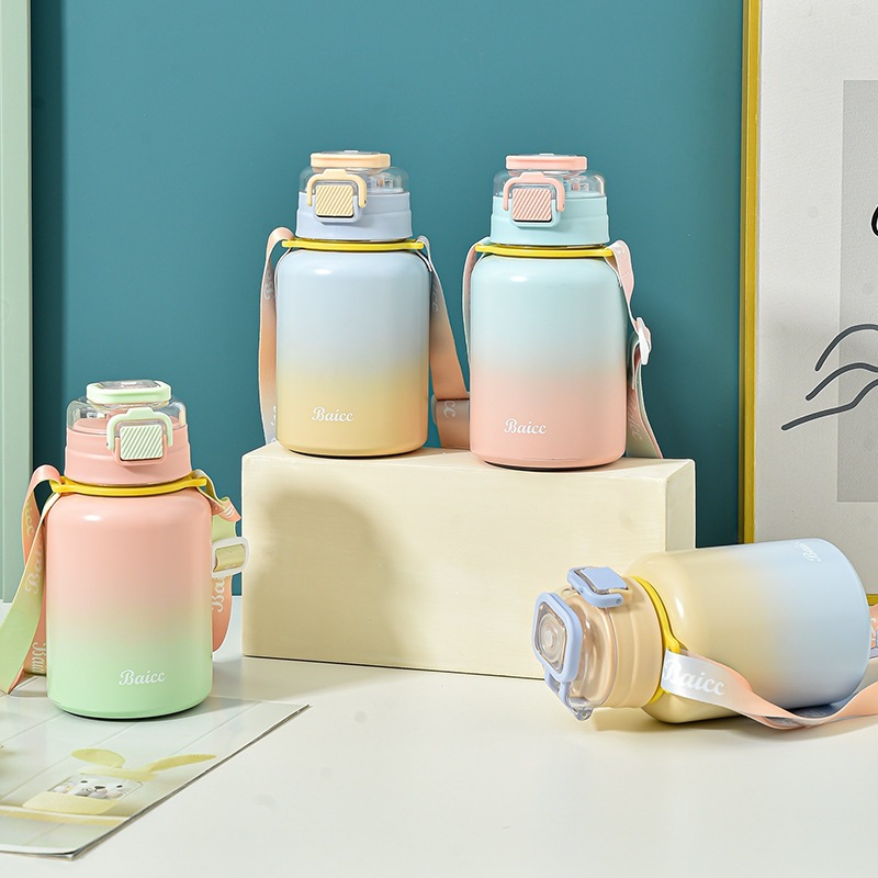 Tazas de acero inoxidable 304 tazas de aislamiento de abdomen de agua de estudiantes de género y género tazas de paja de gran capacidad logotipo