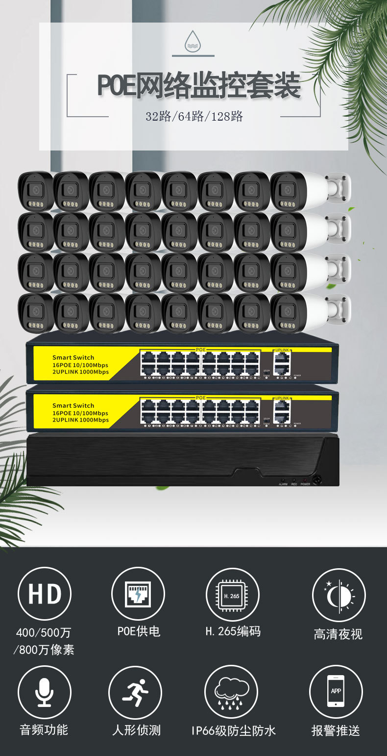 POE Surveillance System 8MP 64-Channel Network Camera
