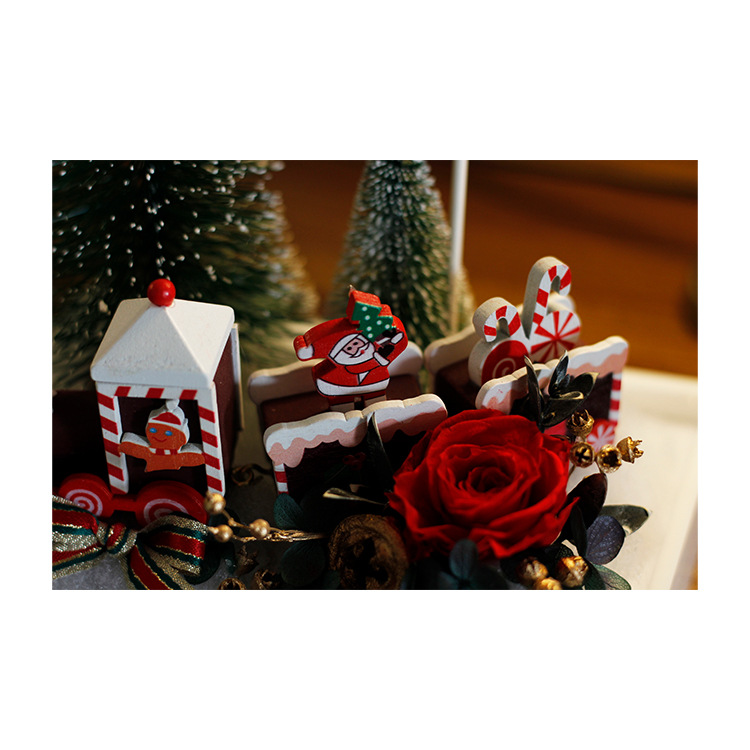 Regalo de Navidad flor eterna árbol de Navidad Rosa tren regalo de cumpleaños para la novia acrílico flor seca