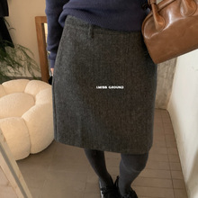 i miss高级感气质羊毛呢a字半身裙女2025冬季新款显瘦包臀短裙