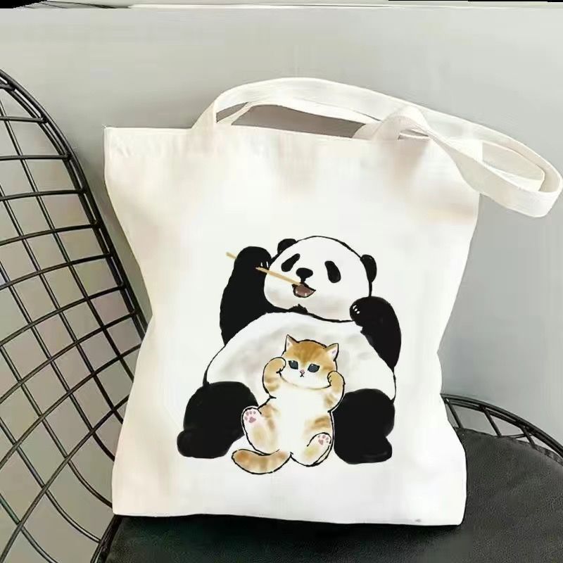 Flora panda caricatura bolsa de lona de hombro nueva bolsa de mano inswind nueva bolsa de mano para viajar estudiantes