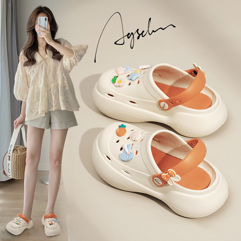 Zapatos de verano para mujeres de 2026 nuevo paquete de fondo suave grueso dos zapatillas de playa suave