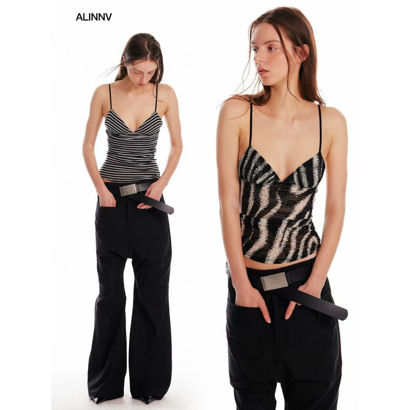 ALINNV オリジナルデザイン三角カップキャミソール女性の 2025 夏の新しいホットガールファッションスリムトップ|undefined