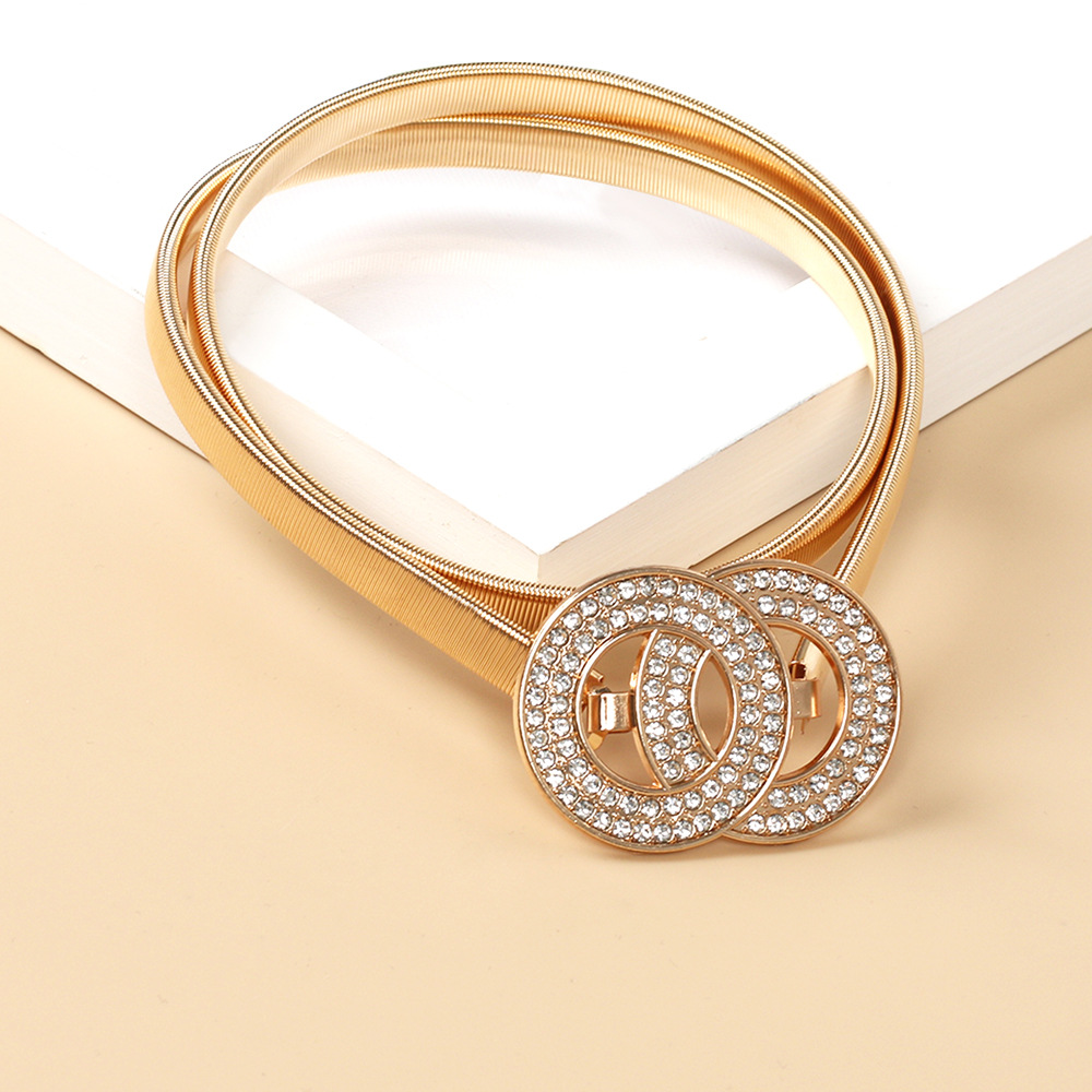 Modischer Metallgürtel, elastische und elastische Schleife für Damen, vielseitige dekorative Taillenkette, europäischer und amerikanischer Schmuck, Körperkette, Valentinstagsgeschenk_voghion.com