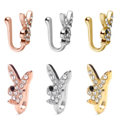 Amazon Western Popular Rabbit Nose Ring 3 Colors Hollow Rabbit Nose Clip Nose Ring U-Shaped Human Piercing Jewelry