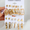 Golden earrings, set with pigtail, 2023, European style, suitable for import