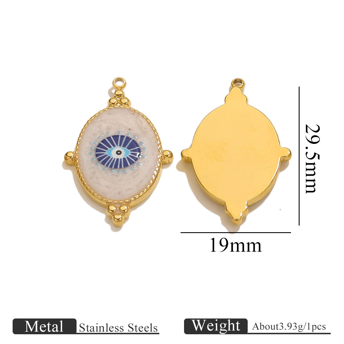 Acero inoxidable retro redondo colgante de ojos azules DIY goteo de aceite ojo del demonio pulsera collar llavero accesorios joyas