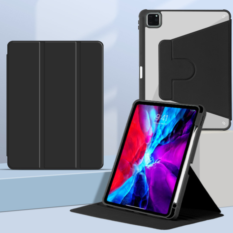 Applicable to ipad10 rotating acrylic air5 book with Pen slot pro11 transparent tri-fold 10.2 protective case