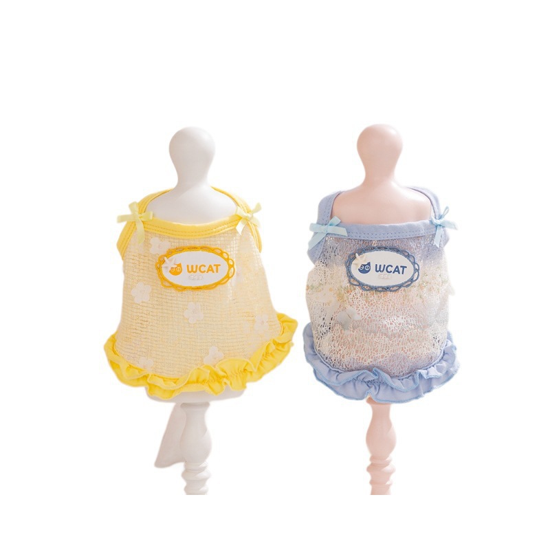 26 primavera y verano ropa de mascotas ventilada fresca malla chaleco de cabina pequeña y media ropa de perro y gato ropa de perro