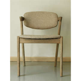 古朴年代 北欧风格餐椅实木椅软包靠背椅餐厅水曲柳Z椅靠背布艺