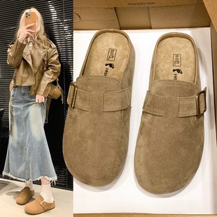 Japanese-style Birkenstocks Shoes Women's 2025 Spring New Thick Bottom-toe Half Slippers for Outer Wear Lazy Fishing Birkenstocks Slippers