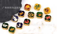 古法沙金保色燒藍十二生肖本命年隔珠手鍊腳鏈紅繩編織DIY配件