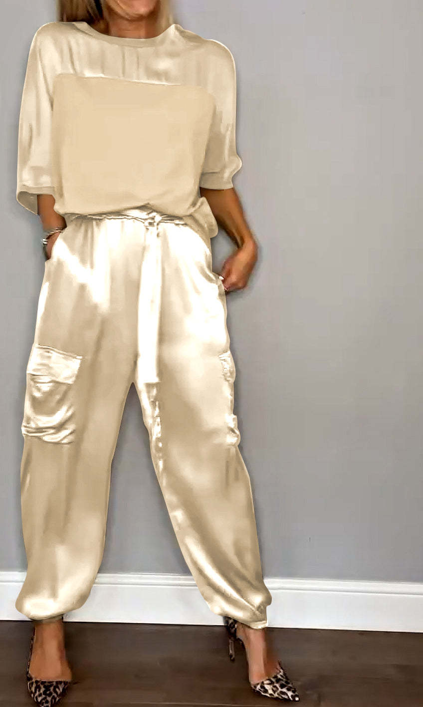 2 Pieces Set Quantity Daily Women's Simple Style Solid Color Polyester Pant Co-ord Set Pants Sets