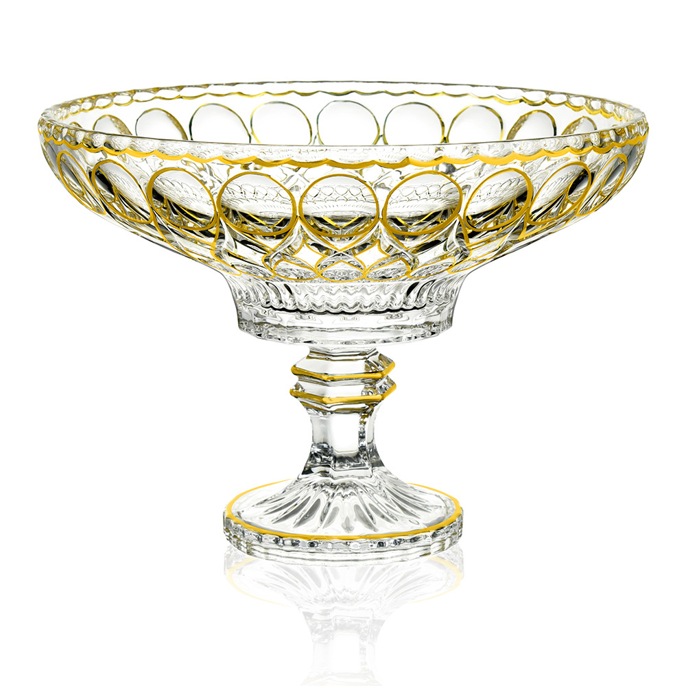 新款波西米亚八字花手工描金果盘 家居软装轻奢摆件装饰创意果斗