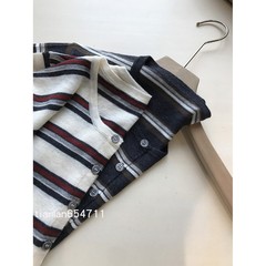 搭什么都很有腔调~随性舒适桑蚕丝羊毛圆领开衫条纹长袖针织衫061