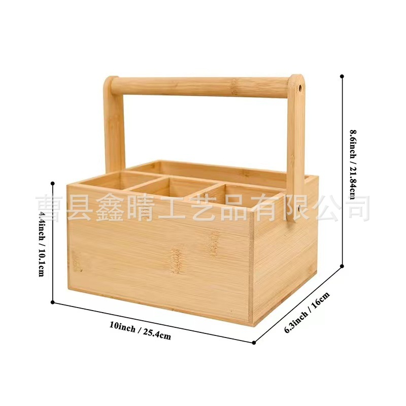 Caja de madera de almacenamiento de vajilla portátil Caja de acabado de madera para cosméticos de escritorio Caja de almacenamiento de madera maciza simple multifuncional
