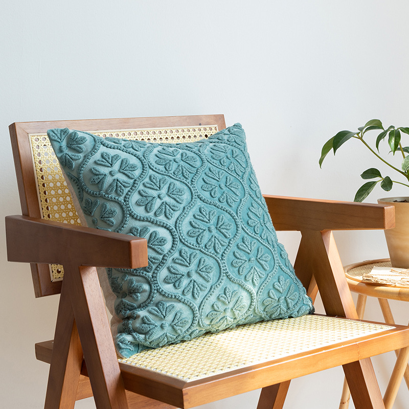 Housse de coussin de chevet brodée en trois dimensions, motif géométrique, motif floral, style européen et américain, décoration pour la maison_voghion.com