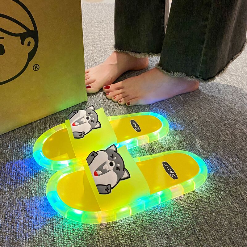 Cool Handsome Luminous Husky Luminous Slippers Women's 2025 New Non-slip Cool Flash Lovers Shoes Cool Handsome Luminous Husky Luminous Slippers Women's 2025 New Non-slip Cool Flash Lovers Shoes
