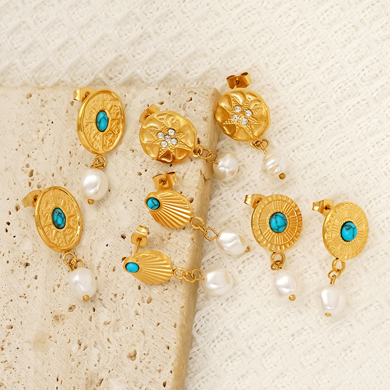 All Seasons Season 1 Pair Elegant Retro Geometric 304 Stainless Steel 18K Gold Plated Drop Earrings
