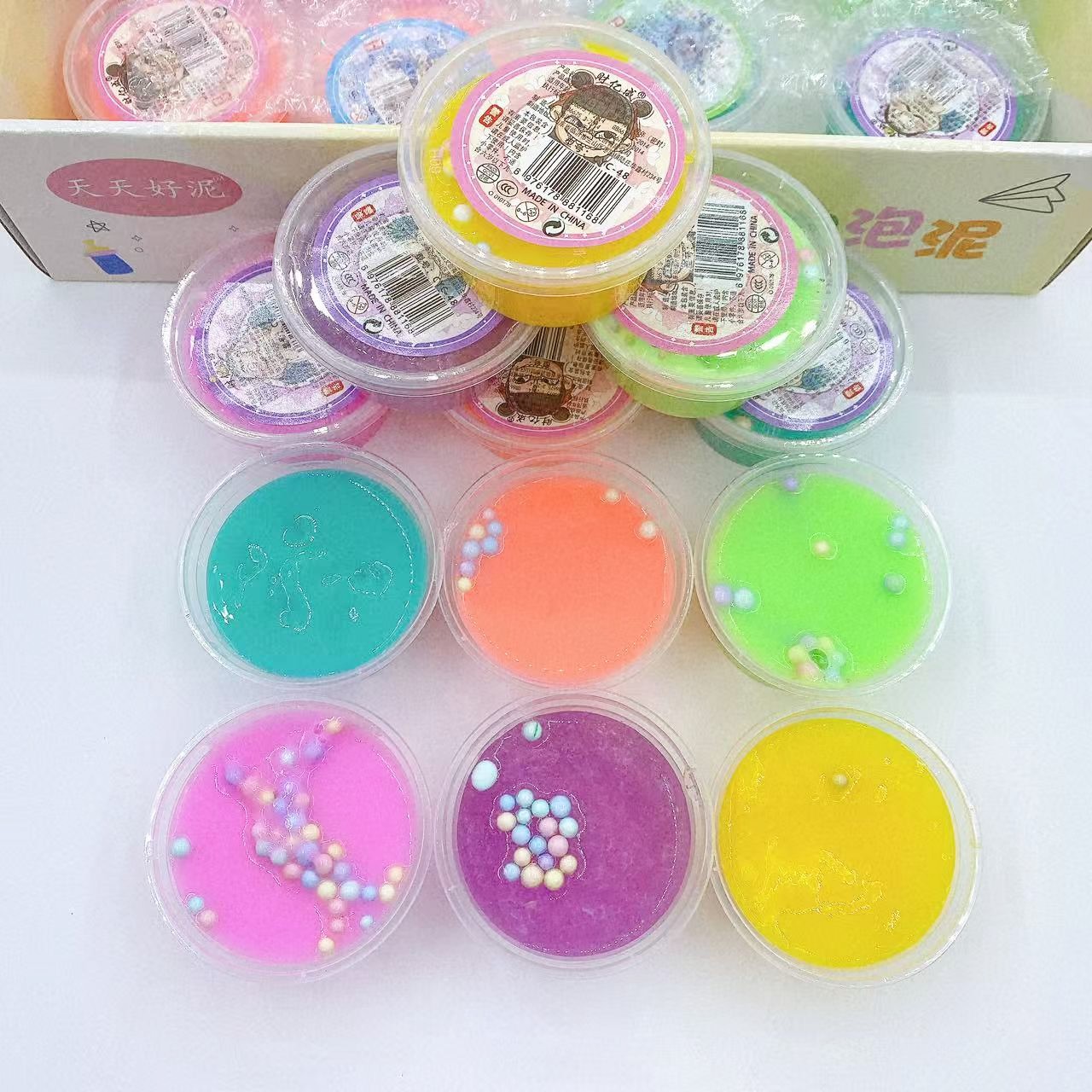 Nuevo barro de burbuja de color barro de cristal barro de color barro slime juguetes para niños descomprimidos diy caja pequeña barro 1 yuan al por mayor