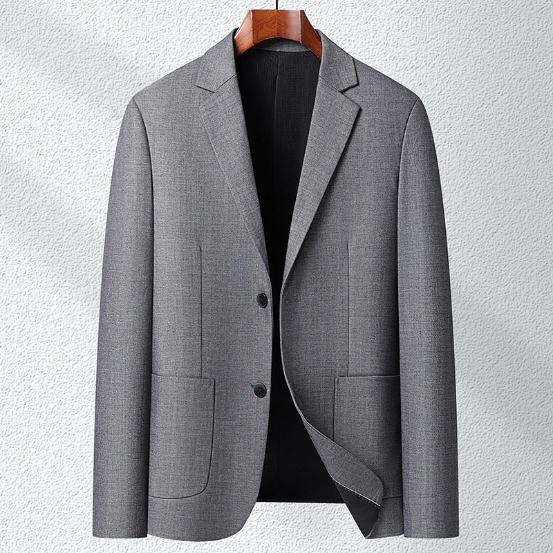 Áo vest công sở nam len pha không cần là ủi, mỏng nhẹ, màu trơn, ôm dáng, một hàng hai nút — Màu xám, Màu đen, Xanh hải quân