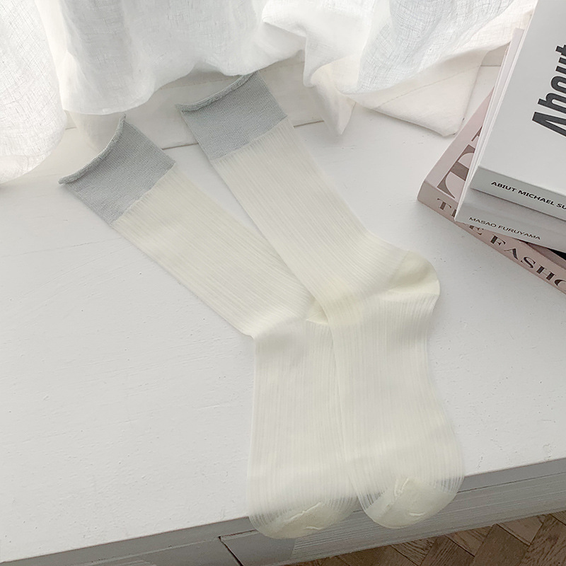 Calcetines de hielo para mujeres verano delgado calcetines de encaje transpirables para mujeres calcetines de luna de seda de hielo calcetines de color sólido