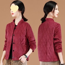 冬季棉外套夹加厚女士条绒2025气质夹棉保暖棉衣新款女灯芯绒短袄