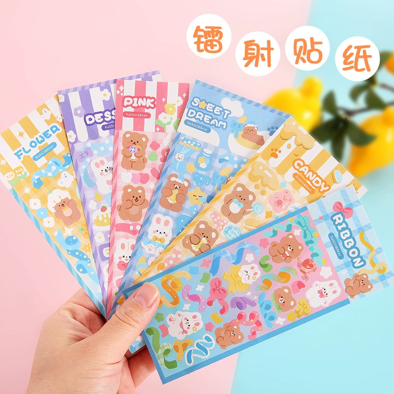Мультфильм ins ручной счет наклейка на карту Goo креативная блестящая Лазерная Фото декоративная наклейка Южная Корея ручной счет канцелярская наклейка
