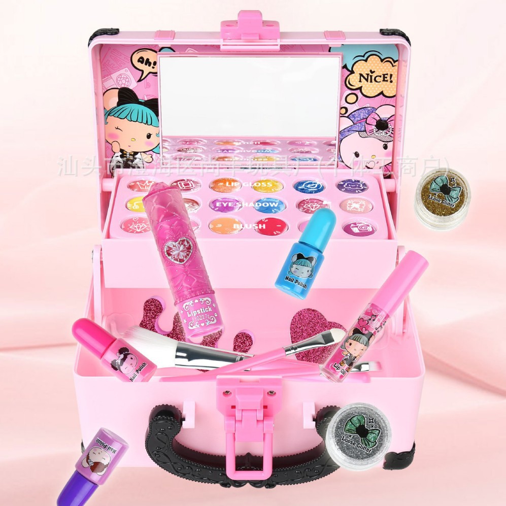 Bolsas de maquillaje de niñas transfronterizas juegos de maquillaje para niños caseros princesa caja de maquillaje juguetes esmalte de uñas al por mayor